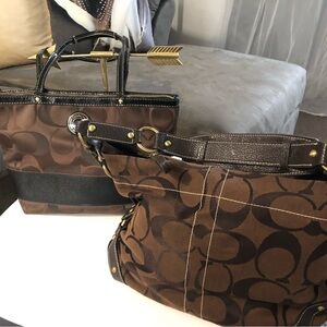 Brown Coach Signature Tote Bag